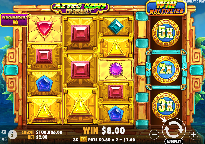 Aztec Gems Megaways Slot gameplay