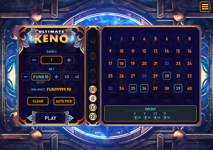 Ultimate Keno Game screenshot