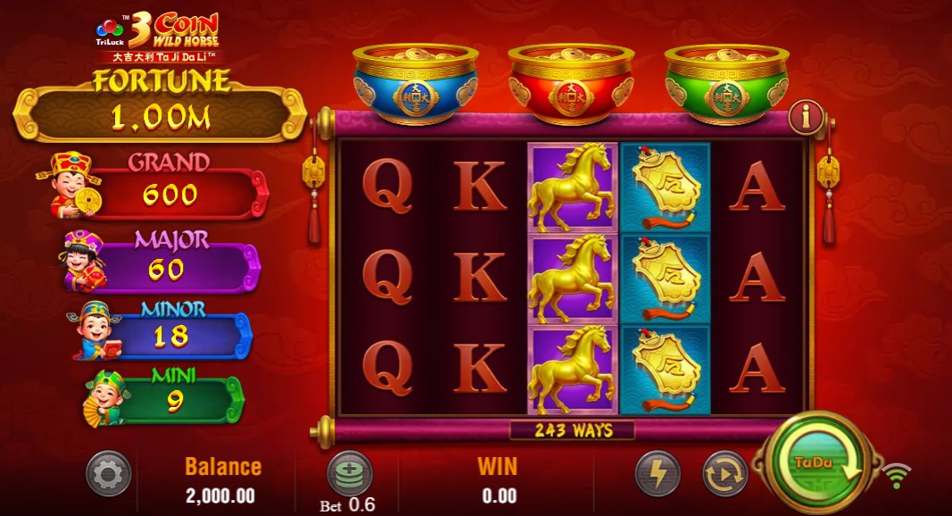 3 Coin Wild Horse by TaDa Gaming slot gameplay