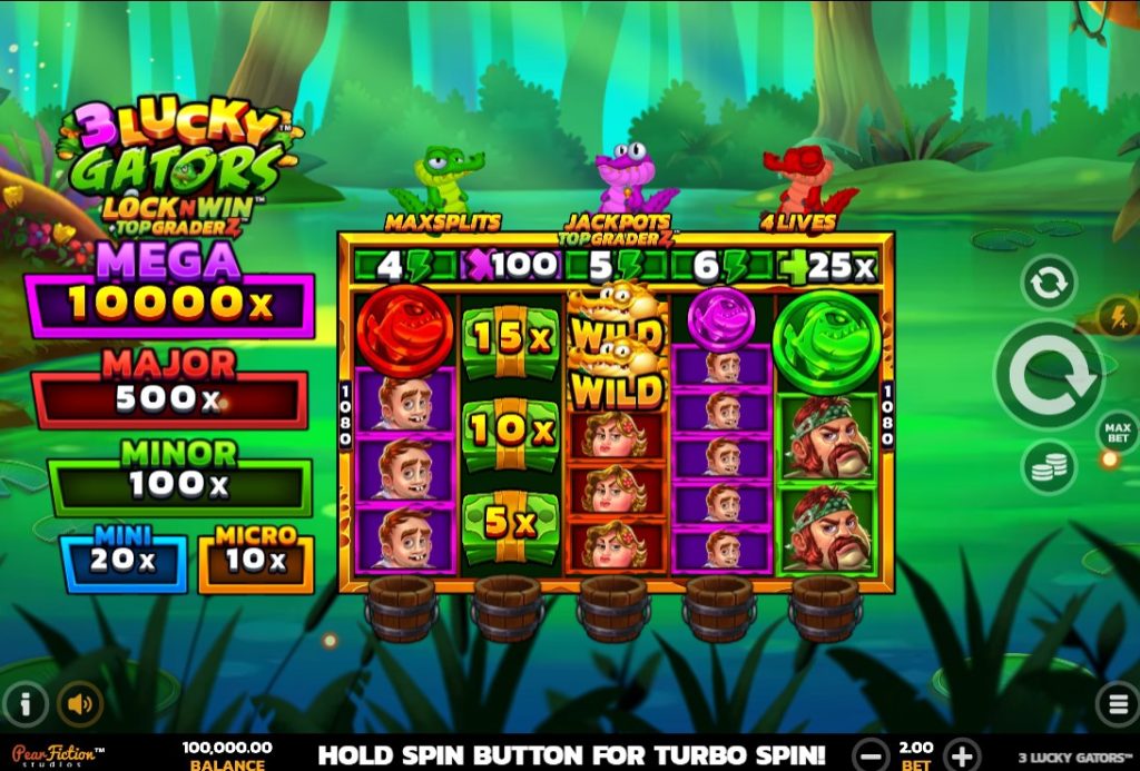 3 Lucky Gators slot by PearFiction gameplay