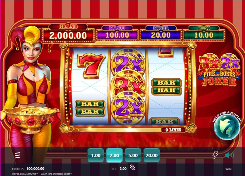 3x 2x Fire and Roses Joker by Triple Edge Studios slot gameplay screen