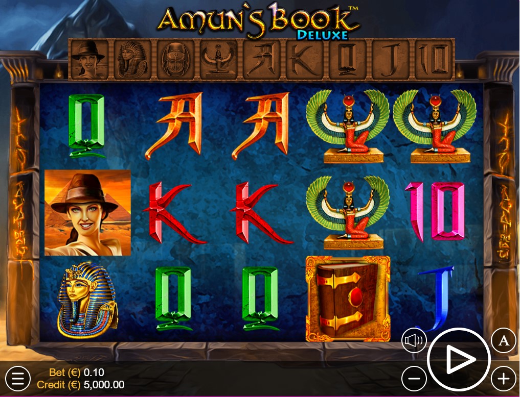 Amun's Book HD Deluxe slot by Zeusplay slot gameplay screen