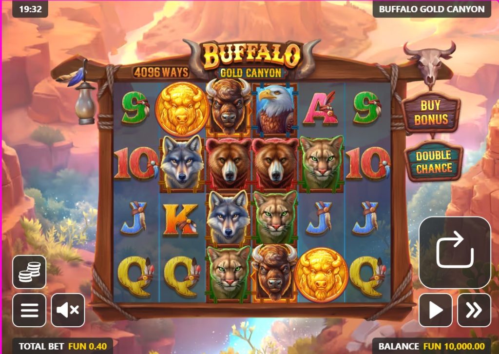 Buffalo Gold Canyon by GameBeat slot gameplay screen