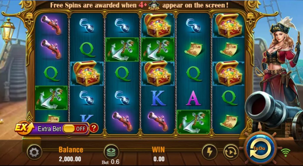 Caribbean Queen by TaDa Gaming slot gameplay screen