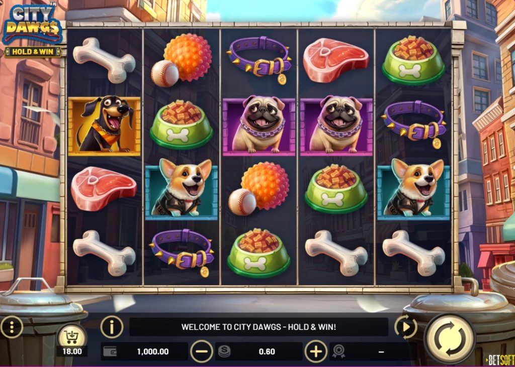 City Dawgs – Hold & Win by Betsoft slot gameplay screen