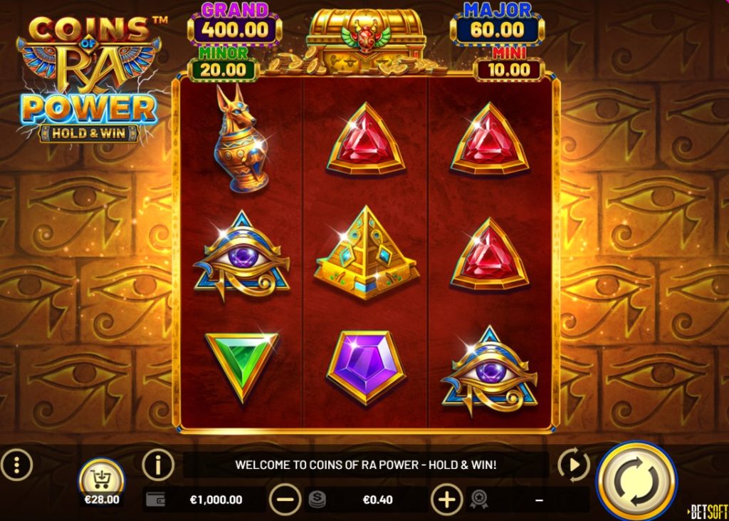 Coins of Ra Power by Betsoft slot gameplay screen