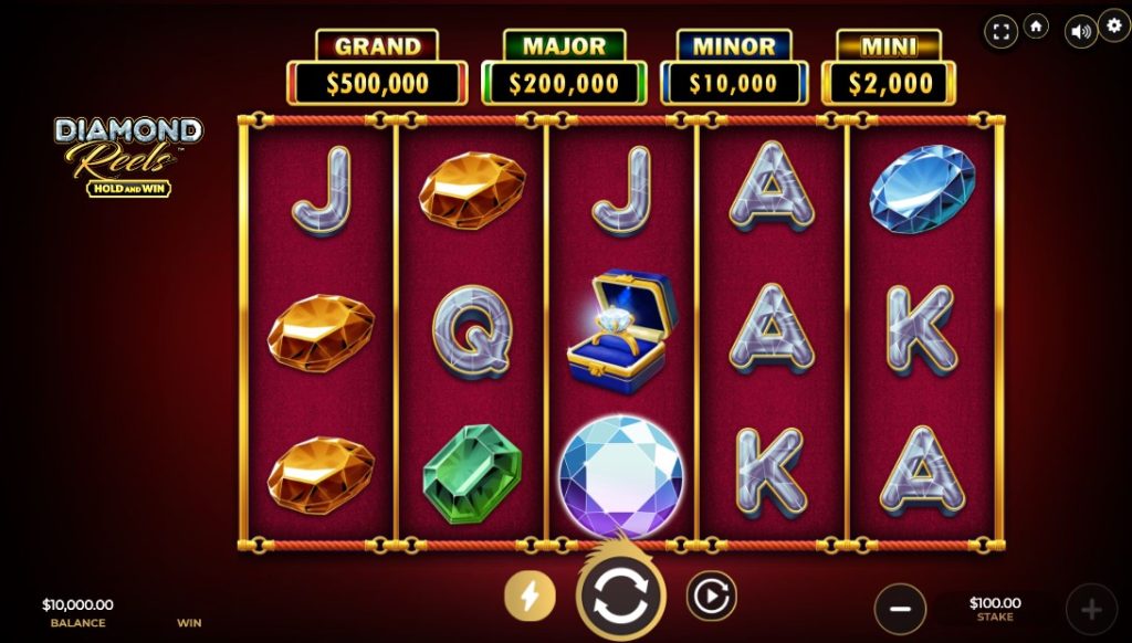 Diamond Reels by Dragon Gaming slot gameplay screen