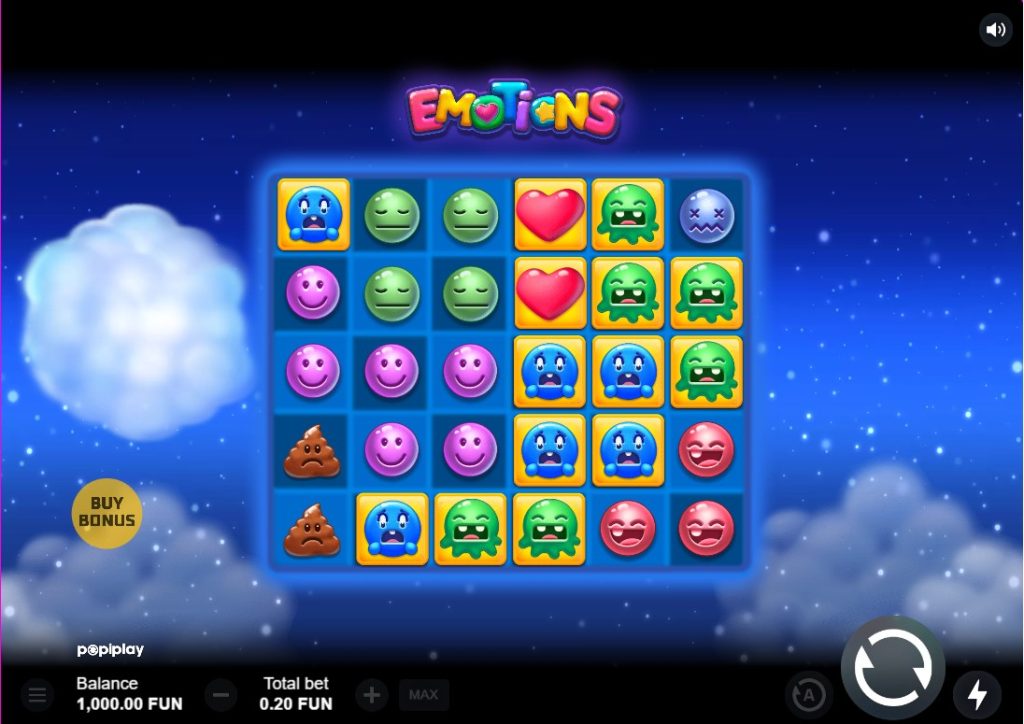 Emotions by Popiplay slot gameplay screen