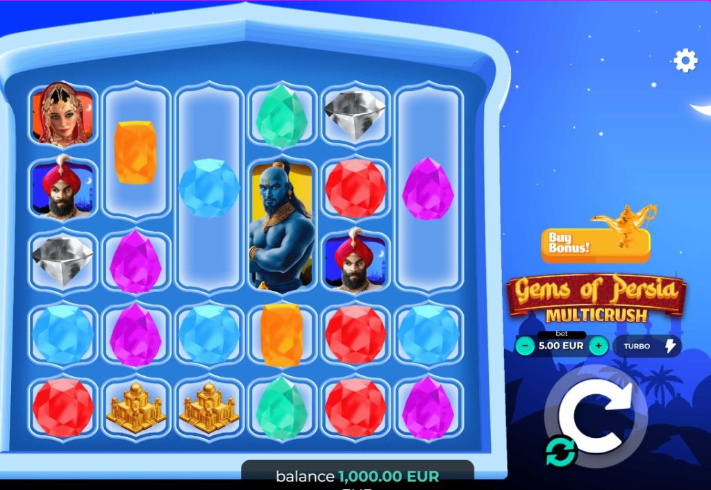 Gems of Persia Multicrush Slot by Consulabs slot gameplay screen