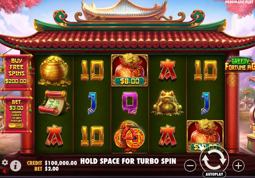 Greedy Fortune Pig by Pragmatic Play slot gameplay screen