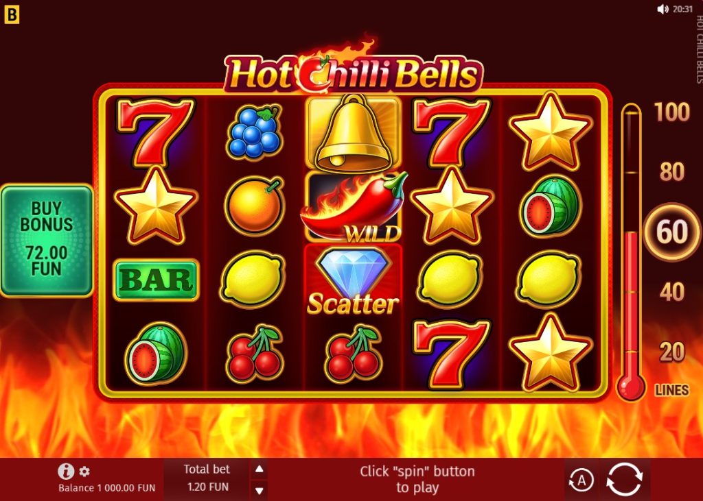 Hot Chilli Bells by BGaming slot gameplay screen