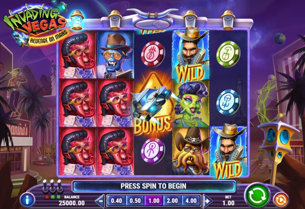 Invading Vegas: Revenge on Mars slot by Play'n GO gameplay