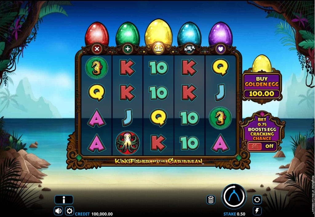 Kingfisher of the Caribbean by Wishbone slot gameplay screen