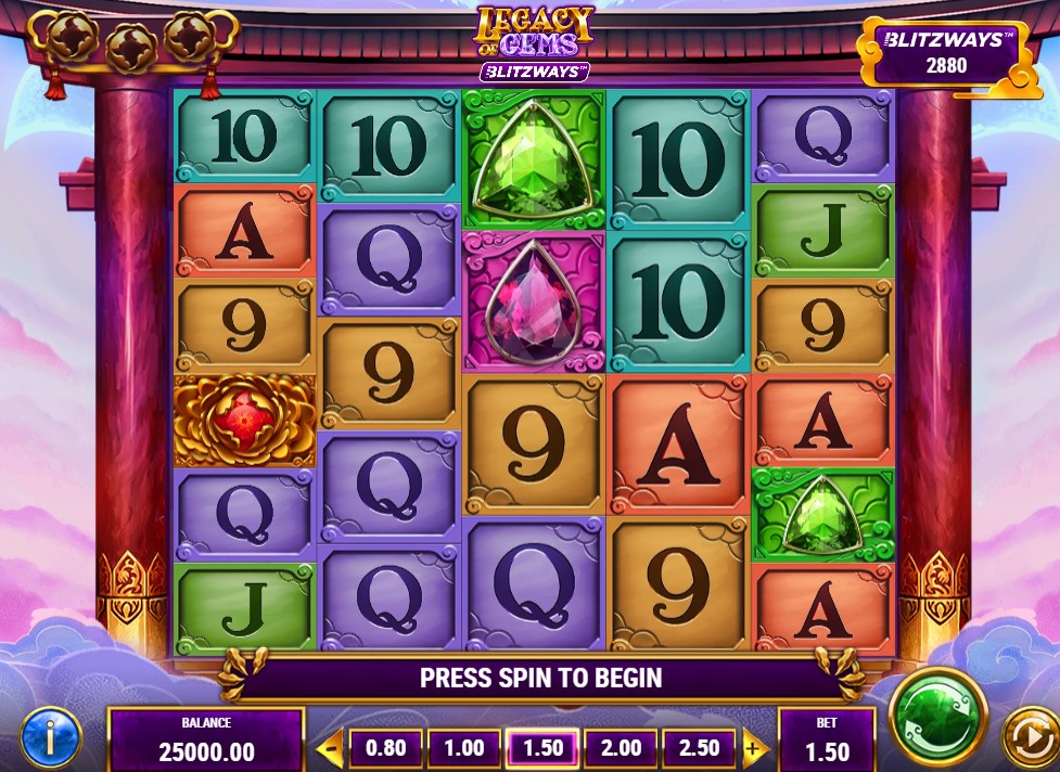 Legacy of Gems Blitzways by Play n' GO slot gameplay screen