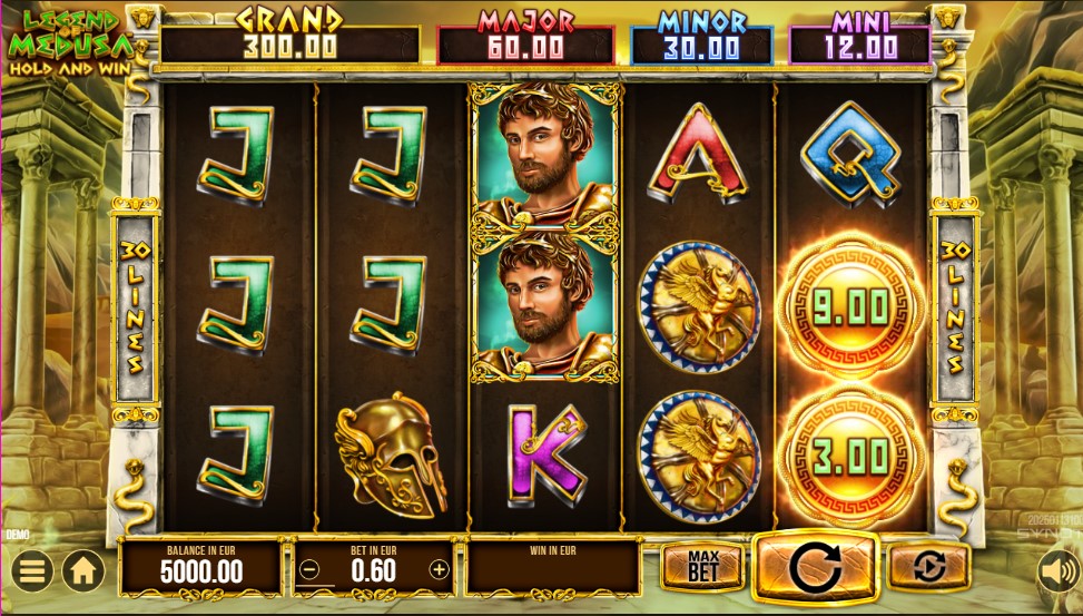 Legend of Medusa by SYNOT Games slot gameplay screen