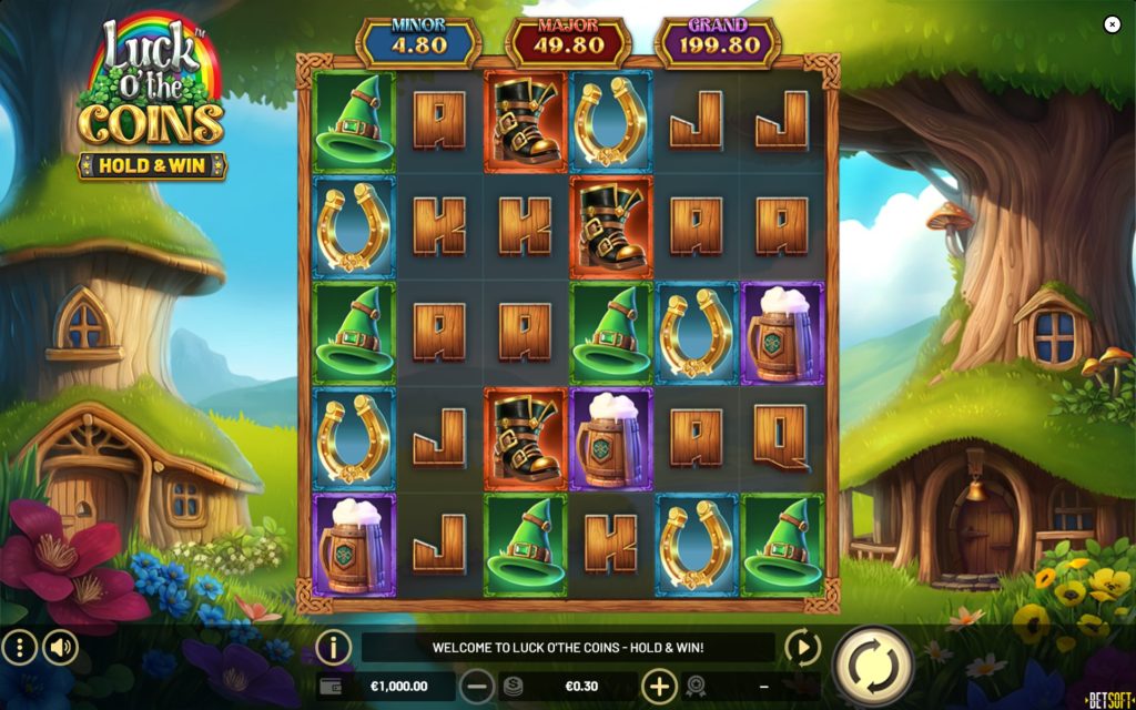 Luck O' The Coins by Betsoft slot gameplay screen