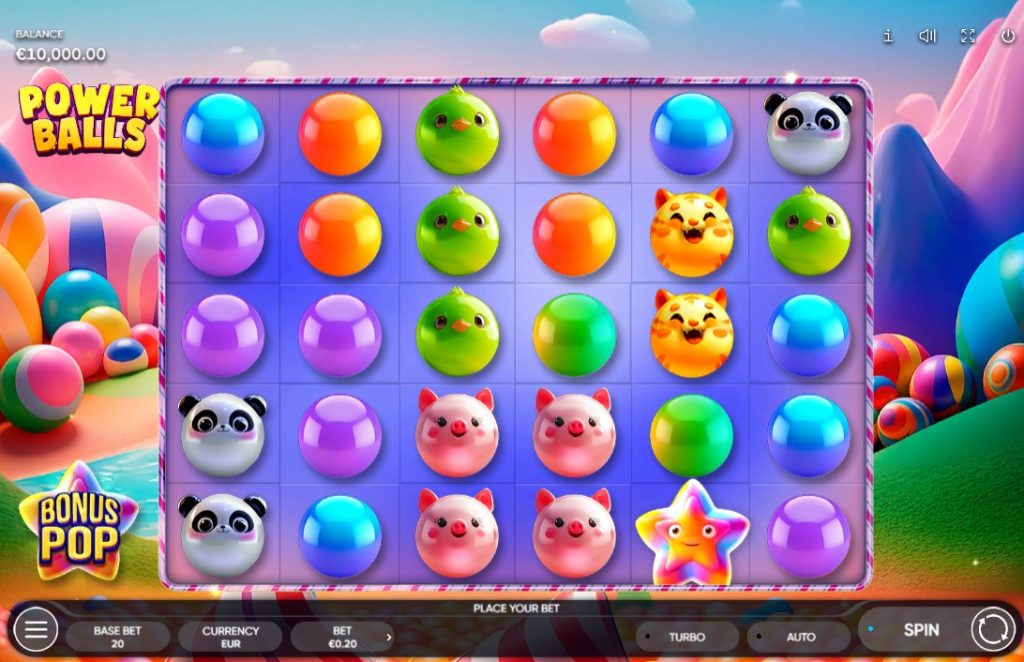 Power Balls by Endorphina slot gameplay screen