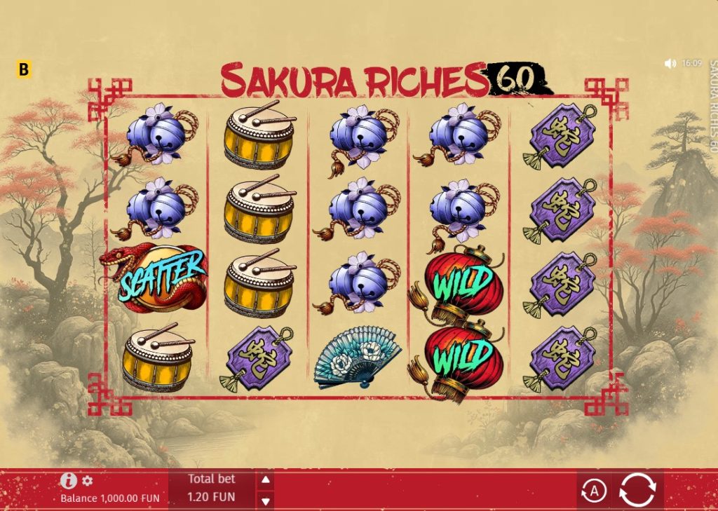 Sakura Riches 60 by BGaming slot gameplay screen