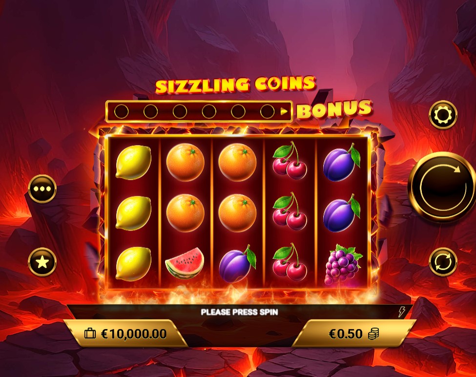 Sizzling Coins by Amigo Gaming slot gameplay screen