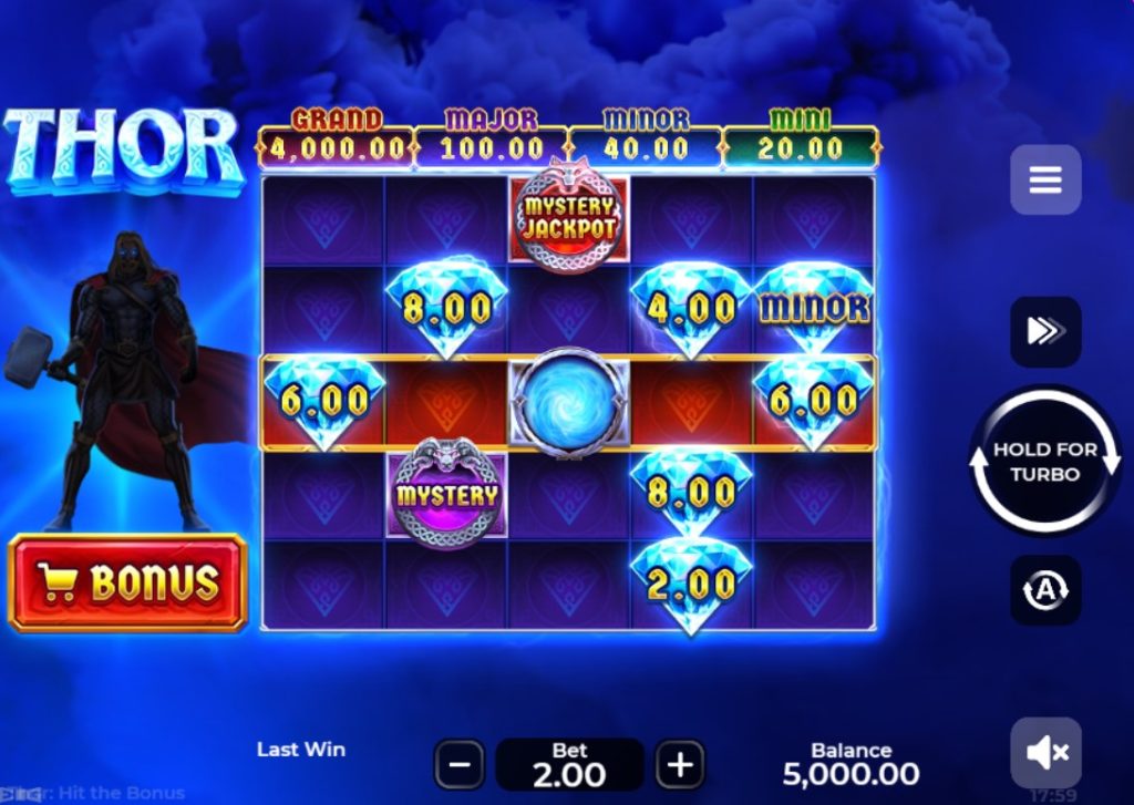 Thor: Hit the Bonus by Enjoy Gaming slot gameplay screen