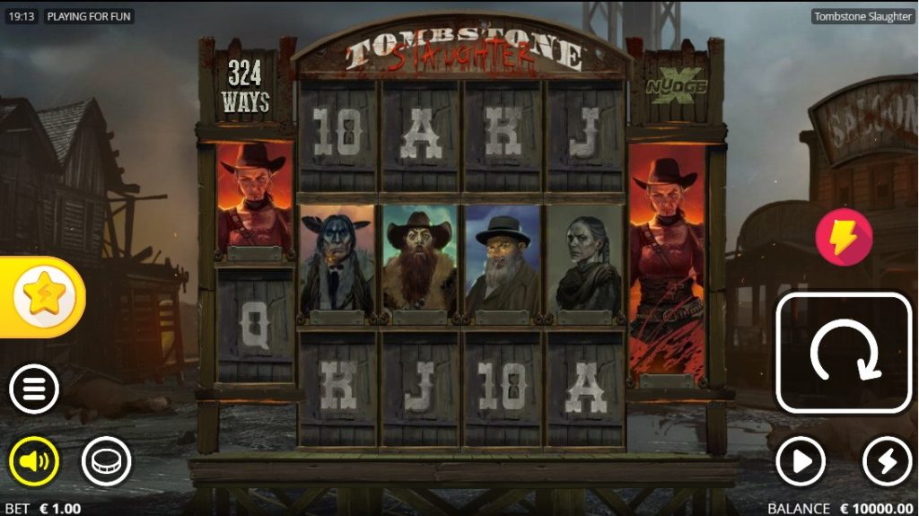 Tombstone Slaughter by Nolimit City slot gameplay screen