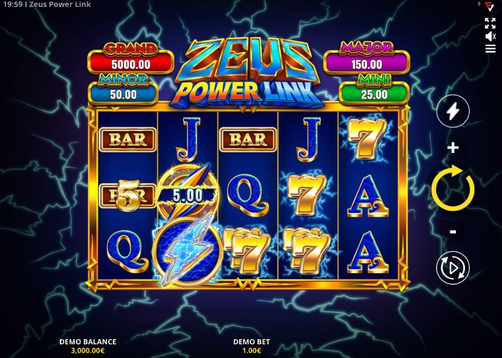 Zeus Power Link by Fugaso slot gameplay screen