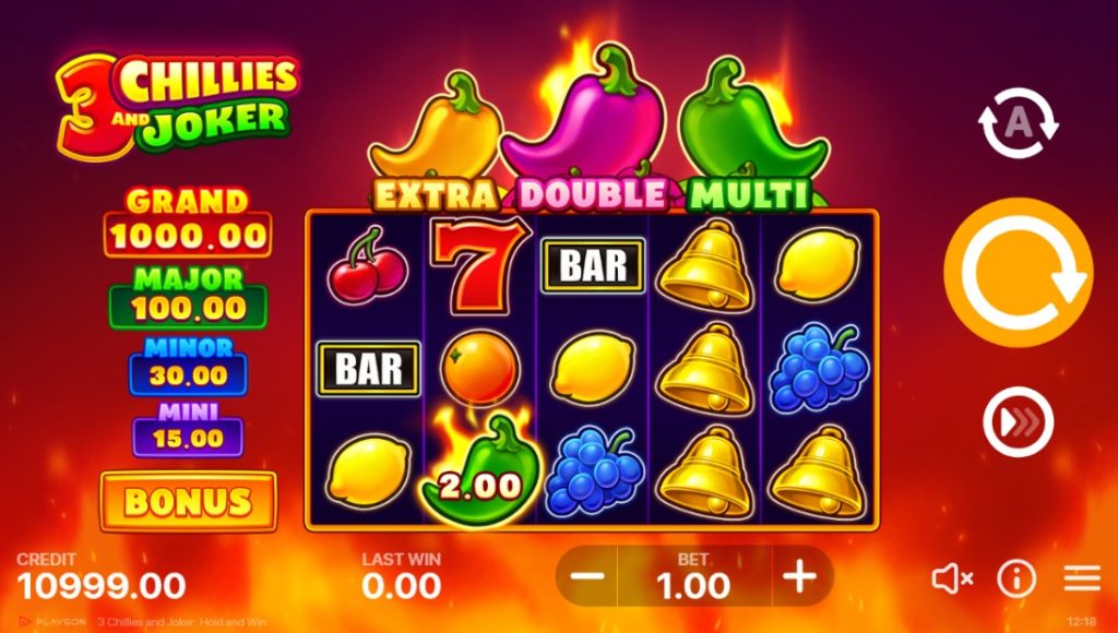 3 Chillies and Joker by Playson slot gameplay screen