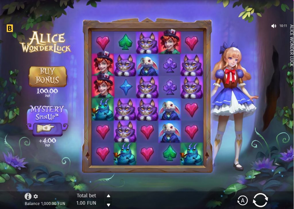 Alice WonderLuck by BGaming slot gameplay screen