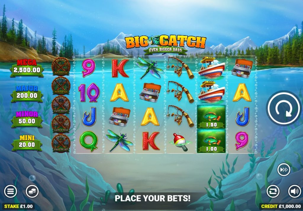 
Big Catch Even Bigger Bass by Blueprint Gaming slot gameplay screen