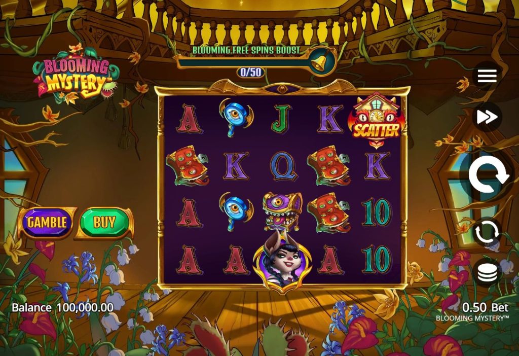 Blooming Mystery by INO Games slot gameplay screen