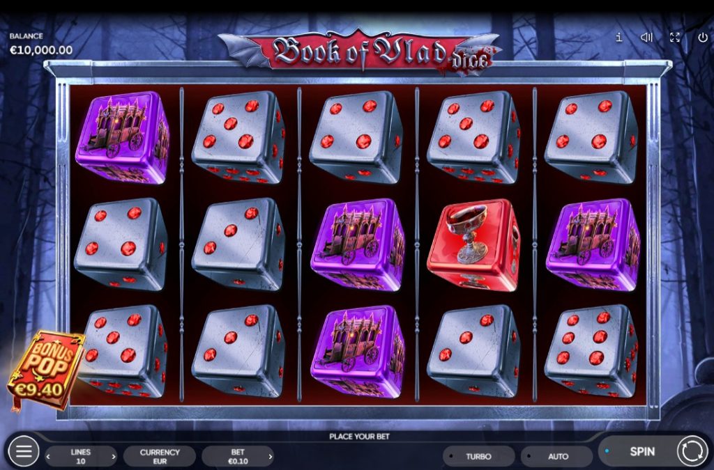 Book of Vlad Dice by Endorphina slot gameplay screen