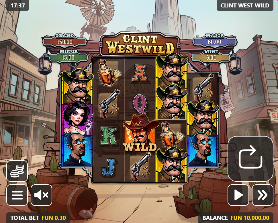 Clint Westwild by GameBeat slot gameplay screen