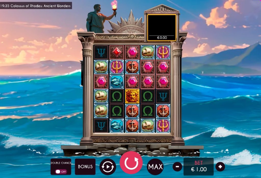 Colossus of Rhodes Ancient Wonders by Triple Cherry slot gameplay screen