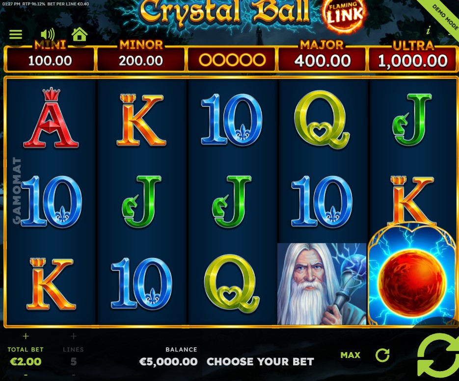 Crystal Ball Flaming Link Slot by Gamomat slot gameplay