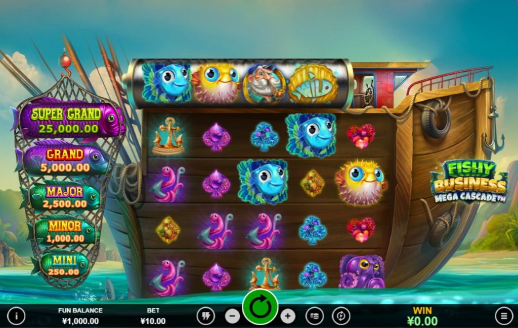 Fishy Business Mega Cascade by RTG slot gameplay screen