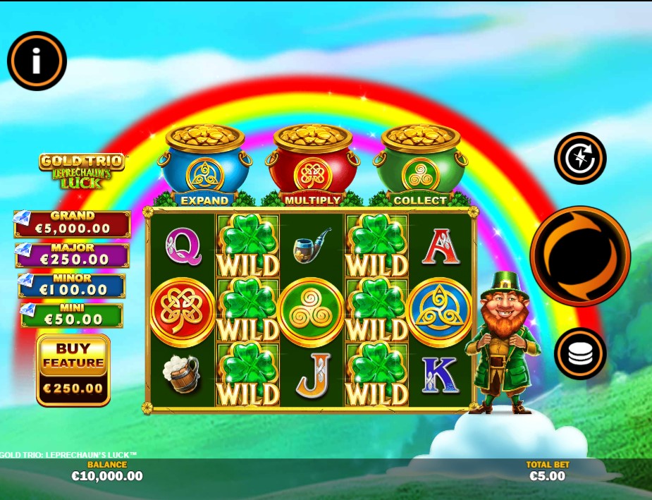 Gold Trio: Leprechaun’s Luck by Playtech slot gameplay