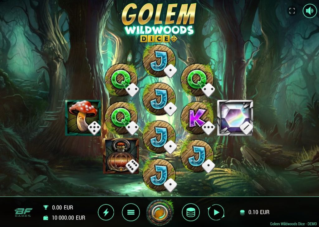 Golem Wildwoods Dice by BF Games slot logo