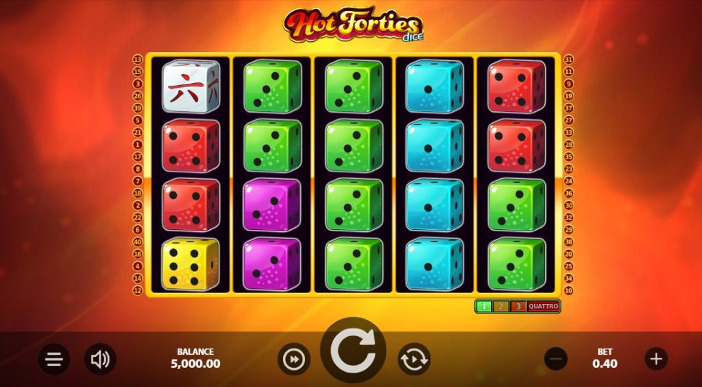 Hot Forties Dice by Stakelogic slot gameplay screen