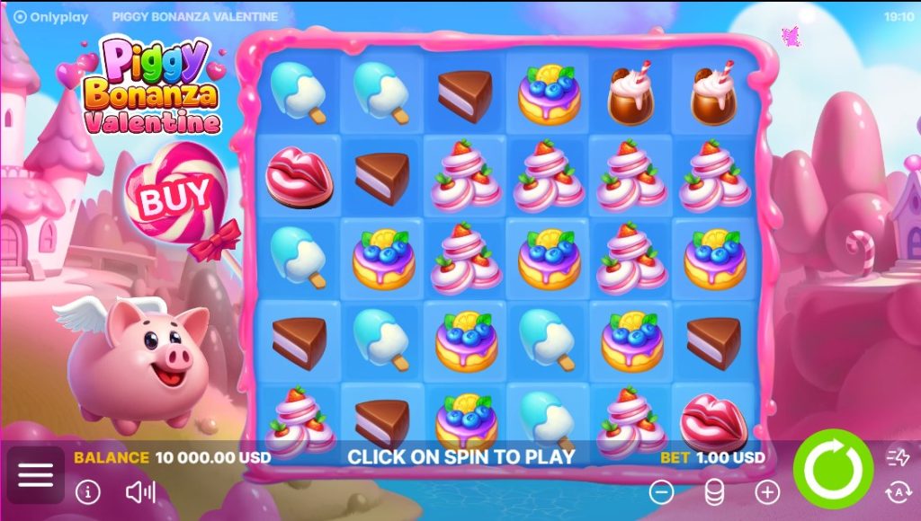 Piggy Bonanza Valentine Slot by Onlyplay gameplay screen
