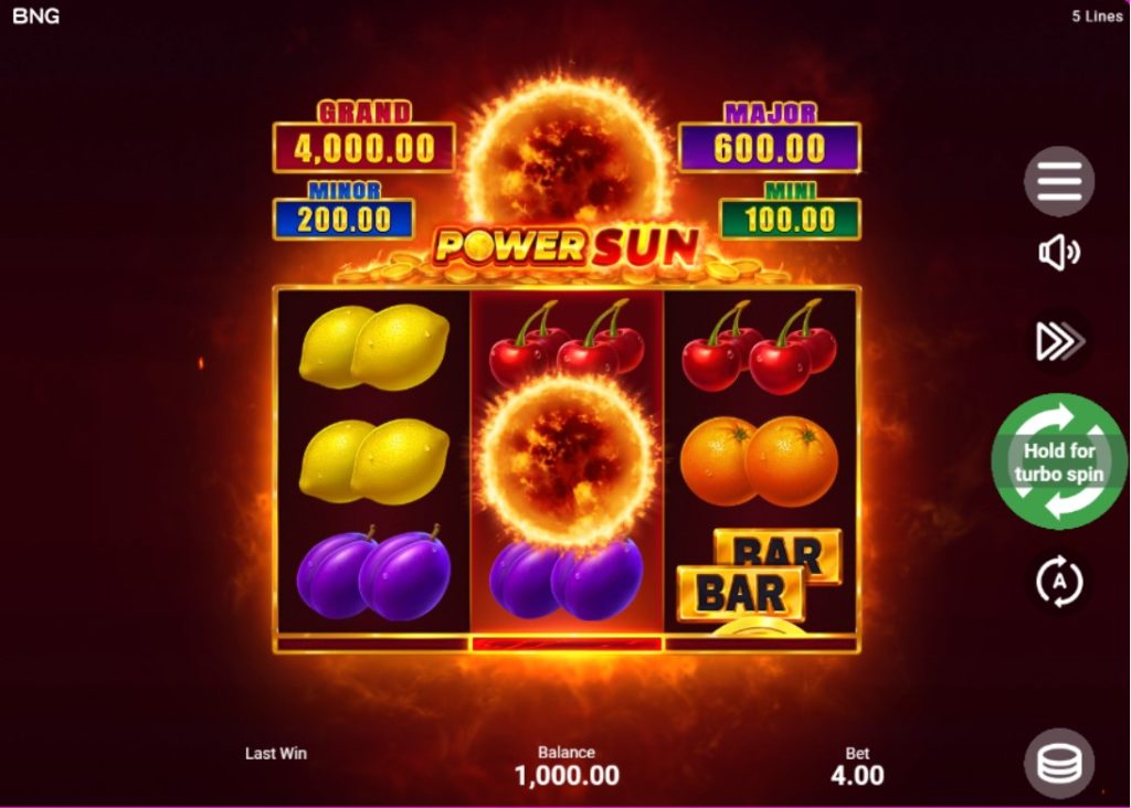 Power Sun by Booongo slot gameplay