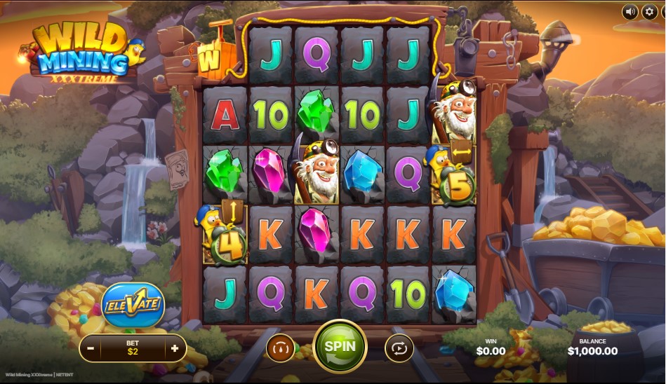 Wild Mining XXXtreme by NetEnt slot gameplay screen