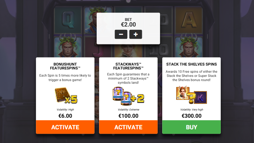 The Library slot bonus selection