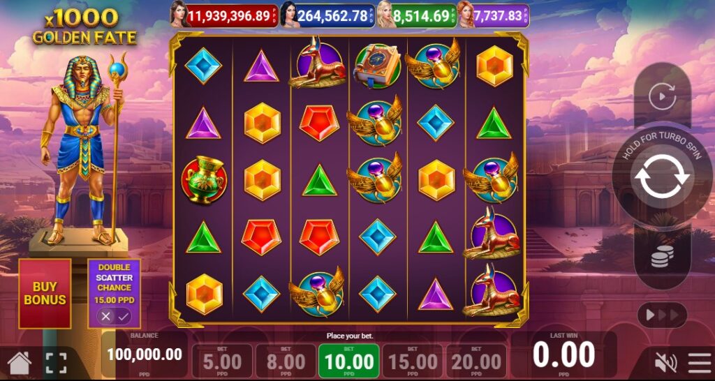 Golden Fate x1000 by Pateplay slot gameplay screen