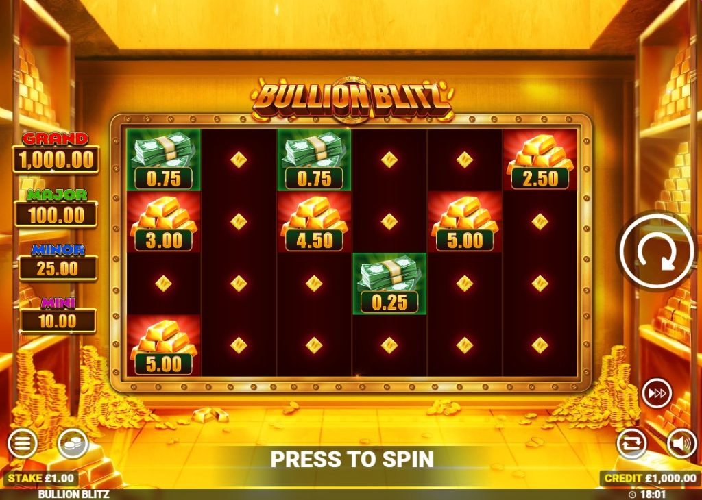 Bullion Blitz by Blueprint Gaming slot gameplay screen