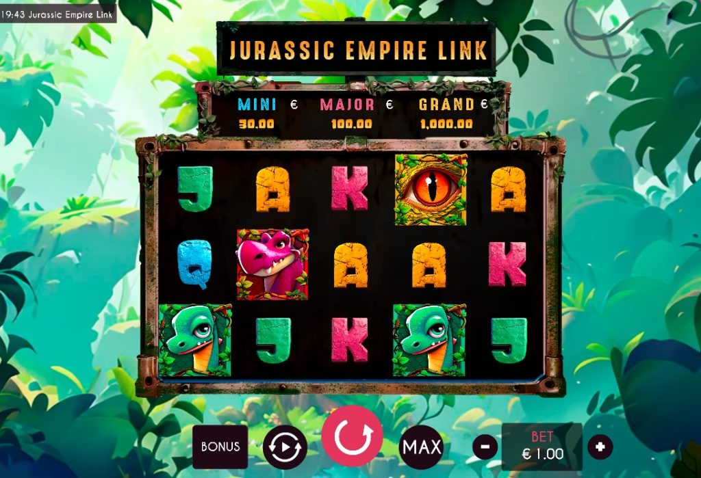 Jurassic Empire Link by Triple Cherry slot gameplay