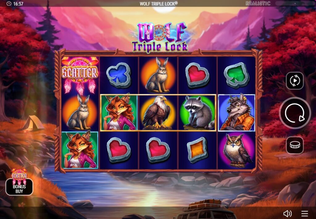 Wolf Triple Lock by Realistic Games slot gameplay
